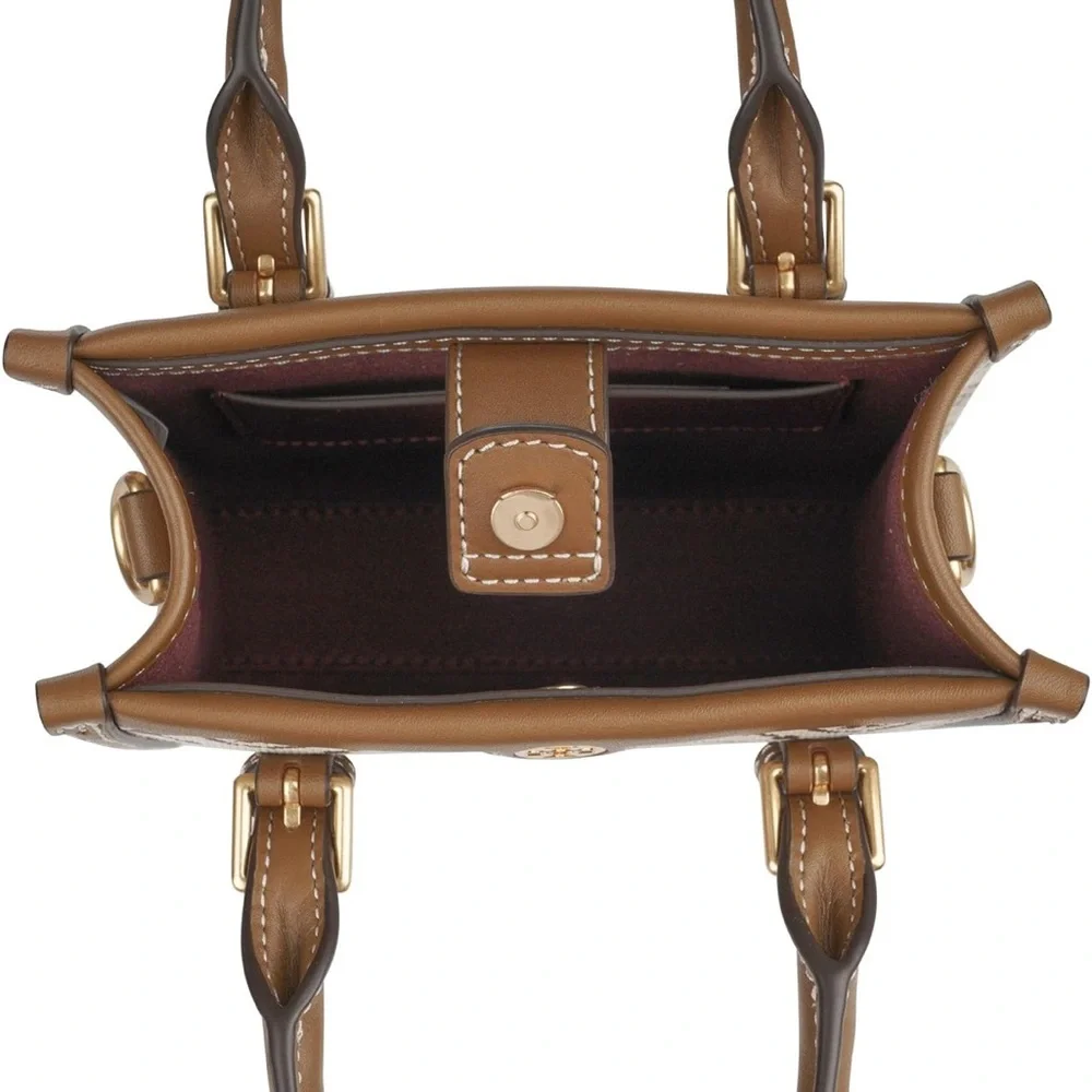 Tory Burch Jacquard Mini Tote, Light Brown, Hazel, HAZELNUT NWOT